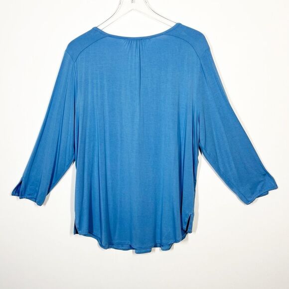 NYDJ Women's Size XL Blue Perfect Tee Three Quarter Sleeve V-Neck T-Shirt - Picture 2 of 10